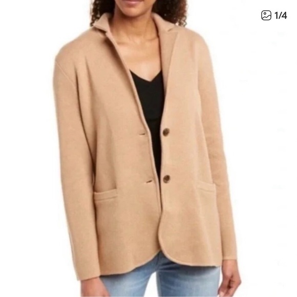 J.Crew Mercantile Tan Knit Blazer Jacket Women’s XXS  Button Front 100% cotton - Picture 12 of 13